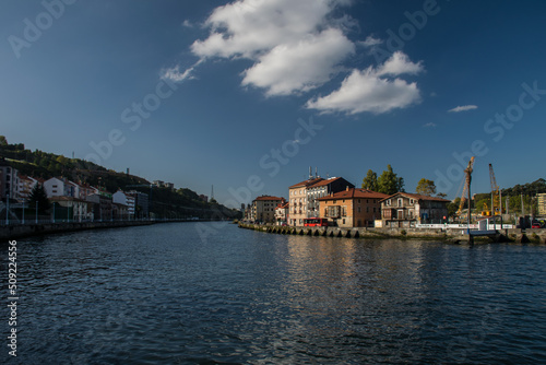 Residential area along the water canal, near the port of Bilbao. The Way of St. James, Northern Route, Spain