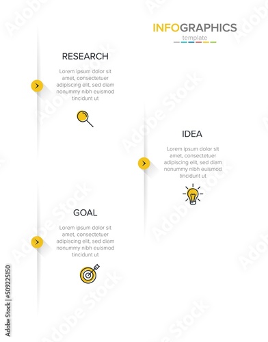 Vertical infographic design with icons and 3 options or steps. Thin line. Infographics business concept. Can be used for info graphics, flow charts, presentations, mobile web sites, printed materials.