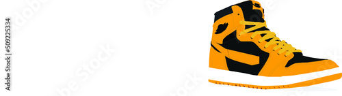 Basketball Shoe High Top Athletic Yellow Black Sneaker	
