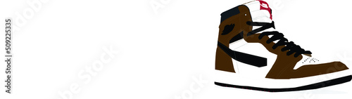 Basketball Shoe High Top Athletic Brown Black Sneaker	
