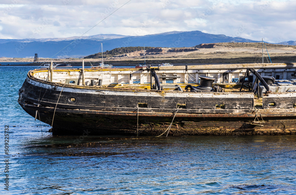Shipwreck at Ushuaia Harbour, Beagle Channel, Tierra Del Fuego, Argentina Shipwreck at Ushuaia Harbour, Beagle Channel, Tierra Del Fuego, Argentina