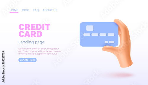 Credit card cash pay, bank purchase payment. landing page banner. Vector