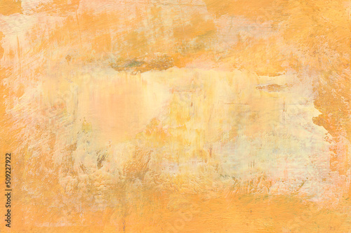 Hand painted texture. Versatile artistic image for creative design projects: posters, banners, cards, magazines, book covers, prints, wallpapers. Orange background.