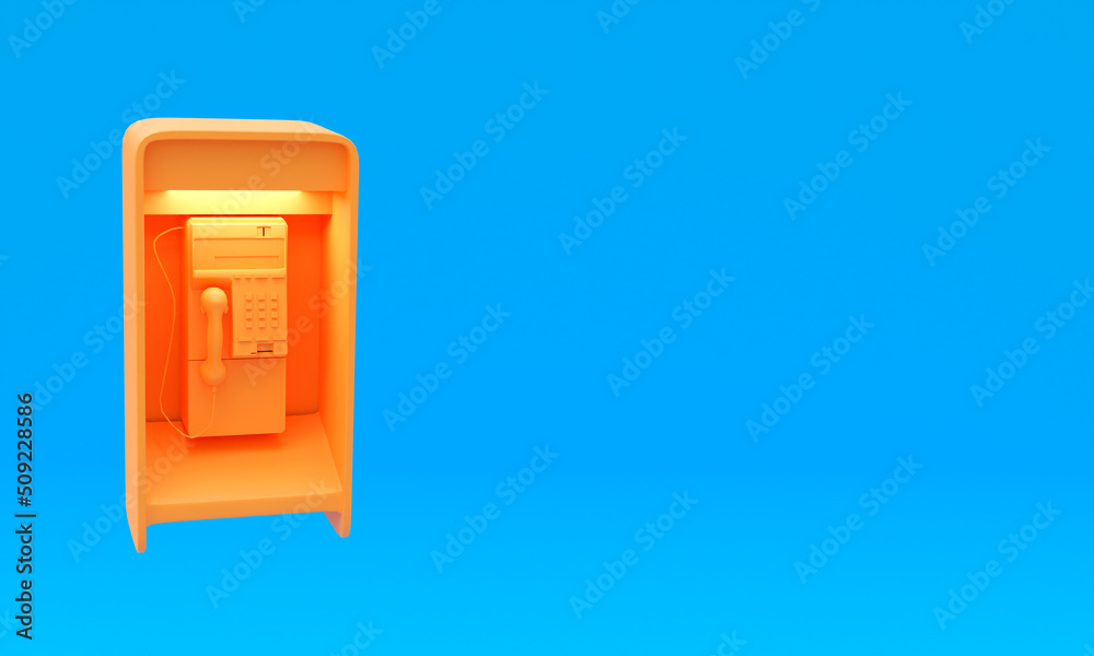 3d illustration, phone booth, blue background, copy space, 3d rendering 3d illustration, phone booth, blue background, copy space, 3d rendering