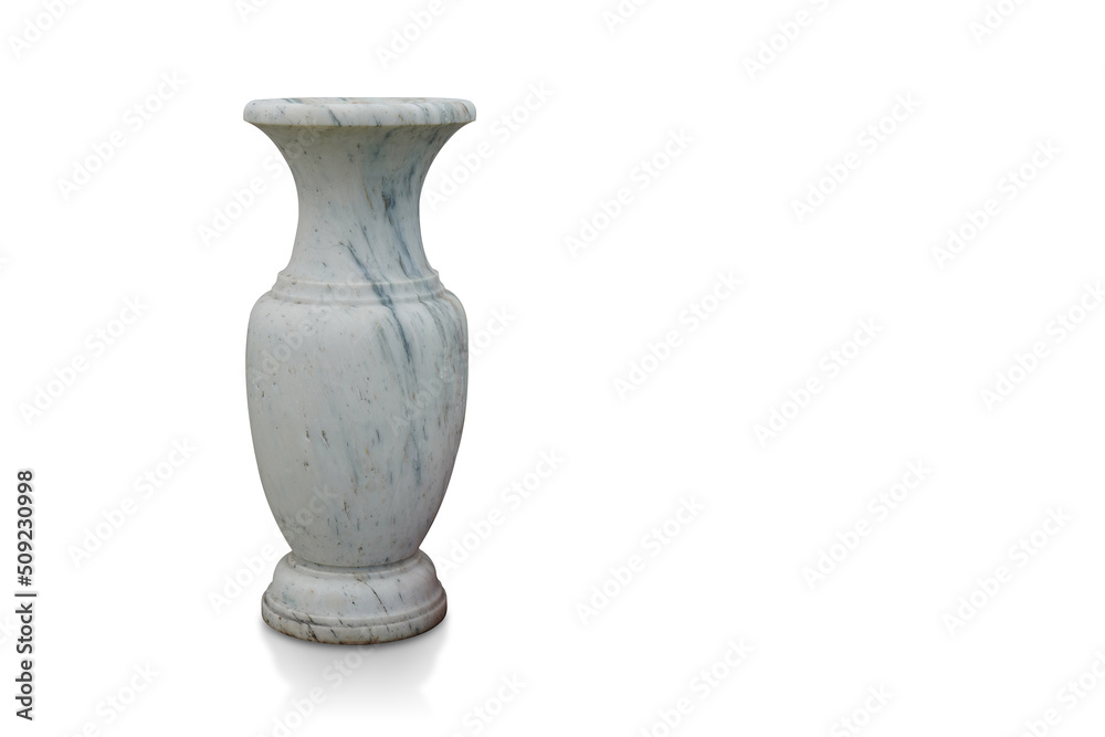white and blue marble vase on white background, object, decor, home, modern, flower, copy space