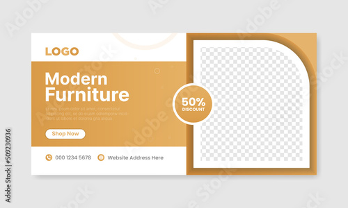 Minimal furniture web banner template and web advertising