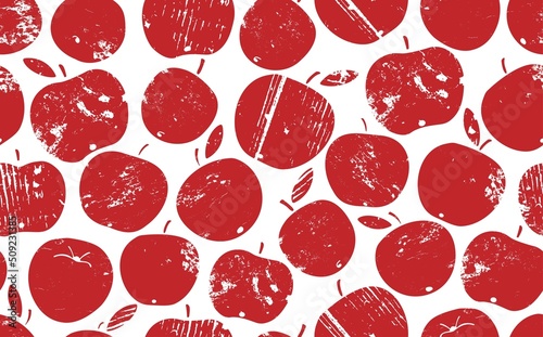 Apples isolated on white background. Seamless Pattern. Vector illustration.