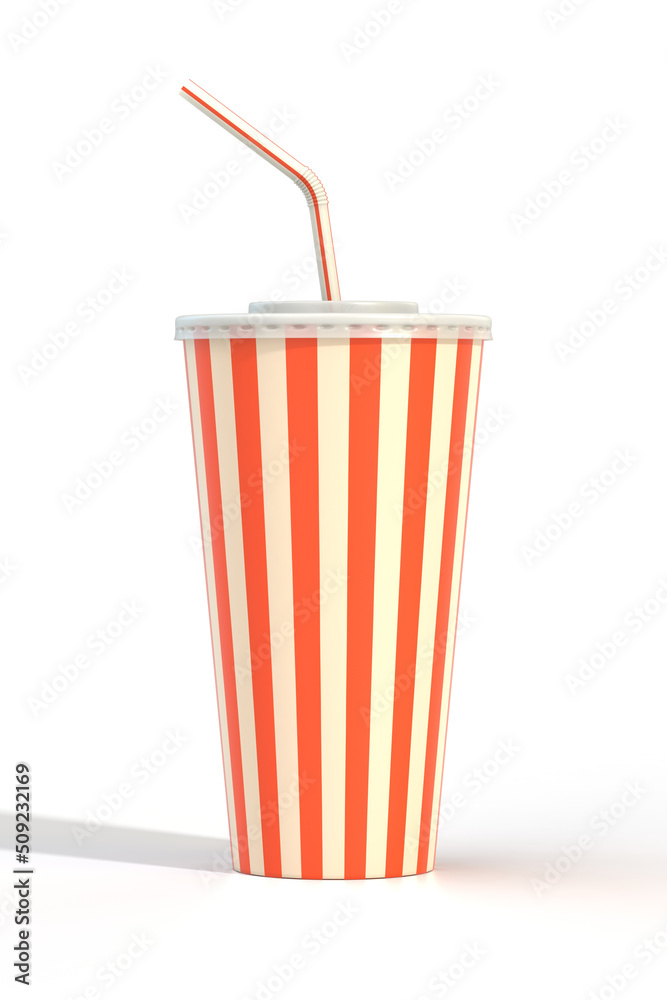 Fast food cola drink cup and drinking straw - obrazy, fototapety, plakaty 