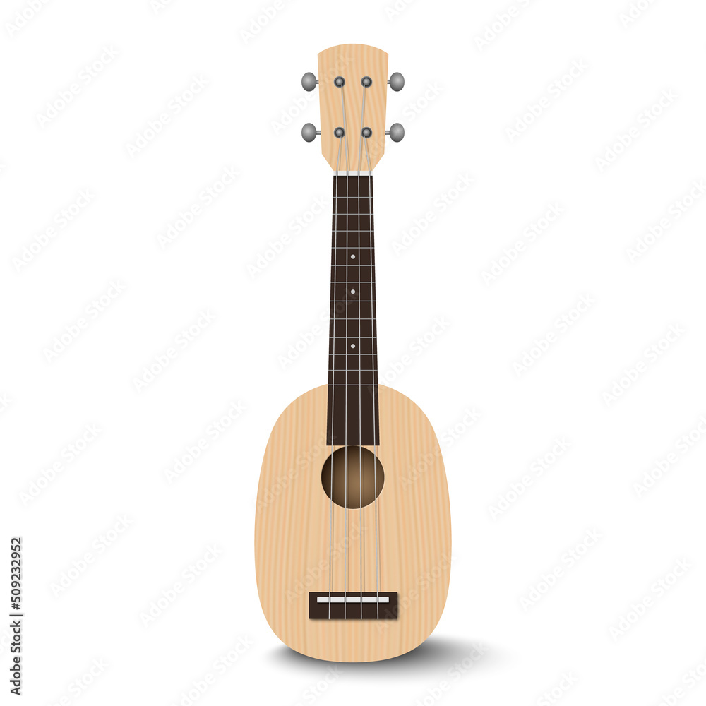 Obraz premium Ukulele pineapple shape isolated on white background, vector illustration