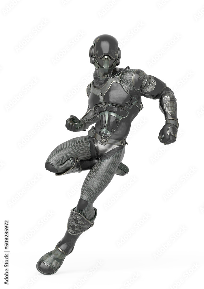 futuristic astronaut is ready to fight on white background futuristic astronaut is ready to fight on white background