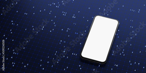 Fotografía Smartphone mockup on abstract blue teo table. 3d render.