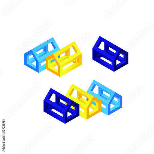 Abstract isometric house illustration. Frame building