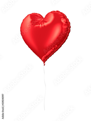 3d rendering of red balloon on a white isolated backgorund