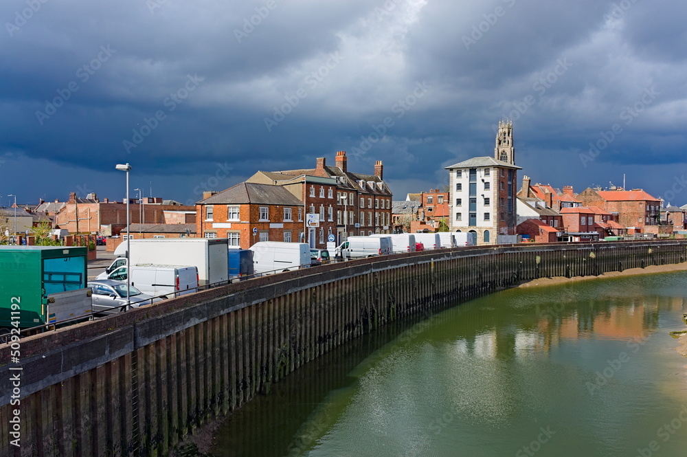 view of the old town of Boston by the river Witham