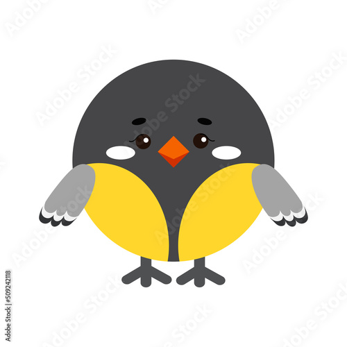 Circle tit forest bird animal face icon isolated on white background. Cute titmouse cartoon round shape kawaii kids avatar character. Vector flat clip art illustration mobile ui game application.