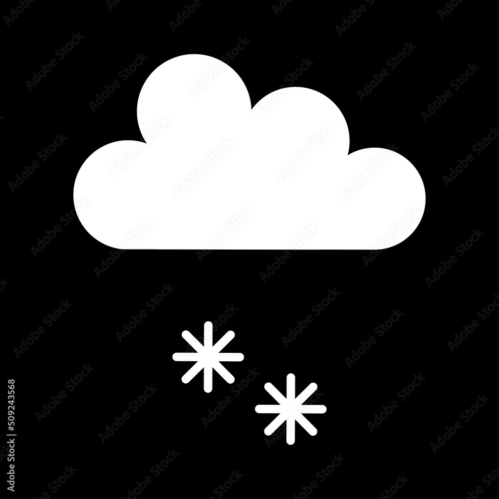 Vector illustration of a white cloud with snow on a black background. Vector illustration of a white cloud with snow on a black background.