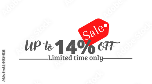 14% off sale, UP tô Online discount with label design 