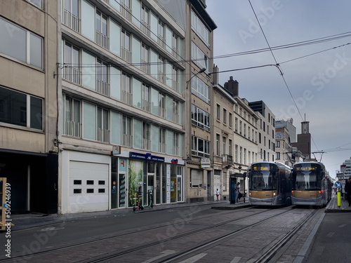 Modern tramway in the city centre of Bruxelles