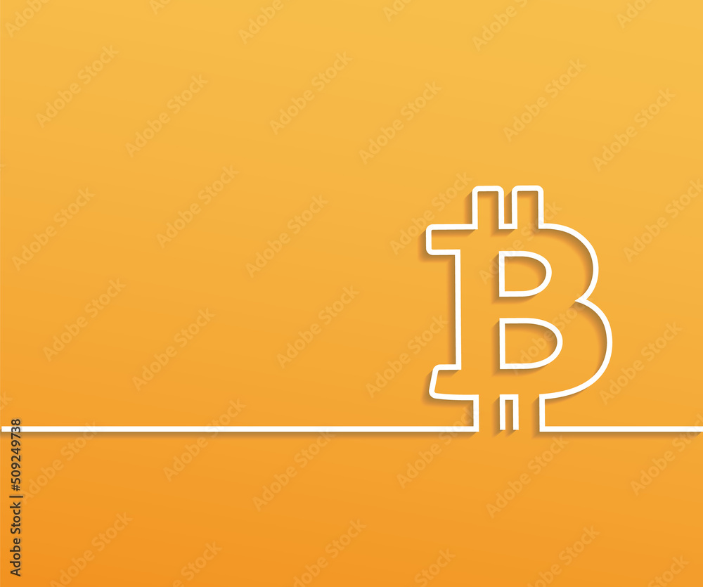 Bitcoin symbol, orange background, blank Bitcoin symbol, orange background, blank