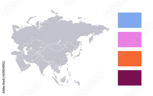 Infographics of Asia map  individual states blank