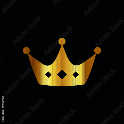 Golden crown icon. Queens or kings crown logo. Vector illustration with gradient isolated on black background.