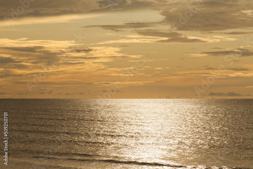 Sunset in the sea of jericoacoara cear  . Quiet moment on vacation and getting to know the world. travel concept. Freedom concept. Space for text