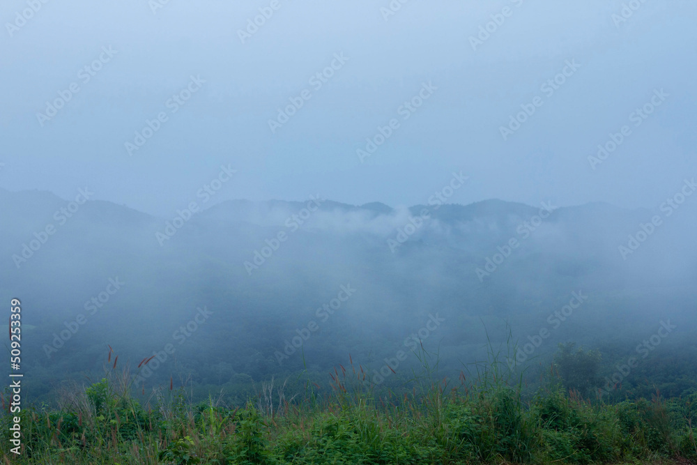 Mist in morning with mountain landscape 