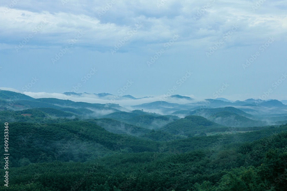 Mountain landscape with foggy in Thailand