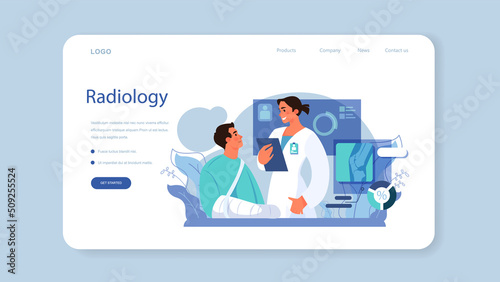 Radiology web banner or landing page. Idea of health care and disease