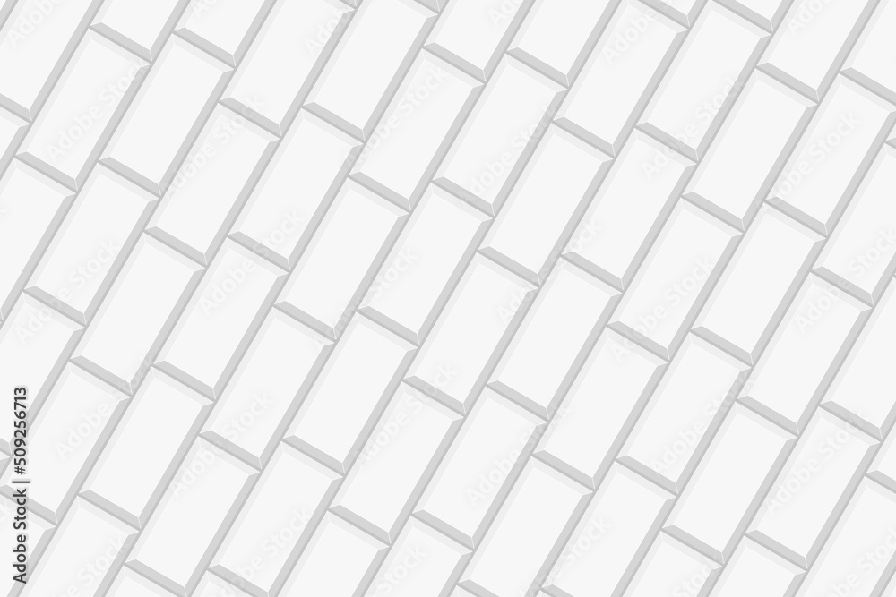 White rectangles tile in diagonal arrangement. Ceramic or stone brick background. Kitchen splashback, bathroom wall or floor seamless pattern. Vector flat illustration White rectangles tile in diagonal arrangement. Ceramic or stone brick background. Kitchen splashback, bathroom wall or floor seamless pattern. Vector flat illustration