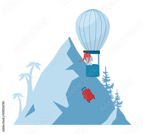 Digital nomad concept. Freelancer working remotely on the laptop