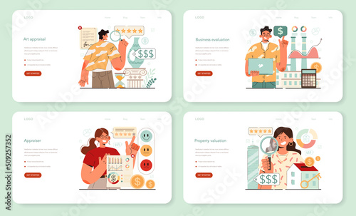 Valuables evaluation concept set. Appraisal services, selling and buying