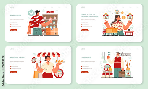 Store merchandiser web banner or landing page set. Shop and showcase