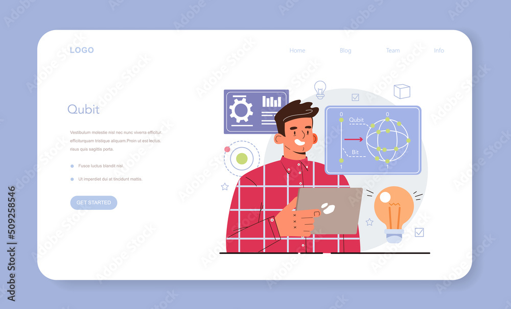 Quantum computer developing web banner or landing page. Quantum computer developing web banner or landing page.