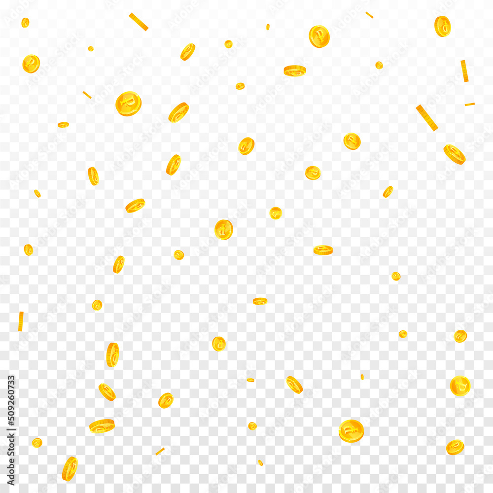 Russian ruble coins falling. Dramatic scattered RUB coins. Russia money. Good-looking jackpot, wealth or success concept. Vector illustration. Russian ruble coins falling. Dramatic scattered RUB coins. Russia money. Good-looking jackpot, wealth or success concept. Vector illustration.