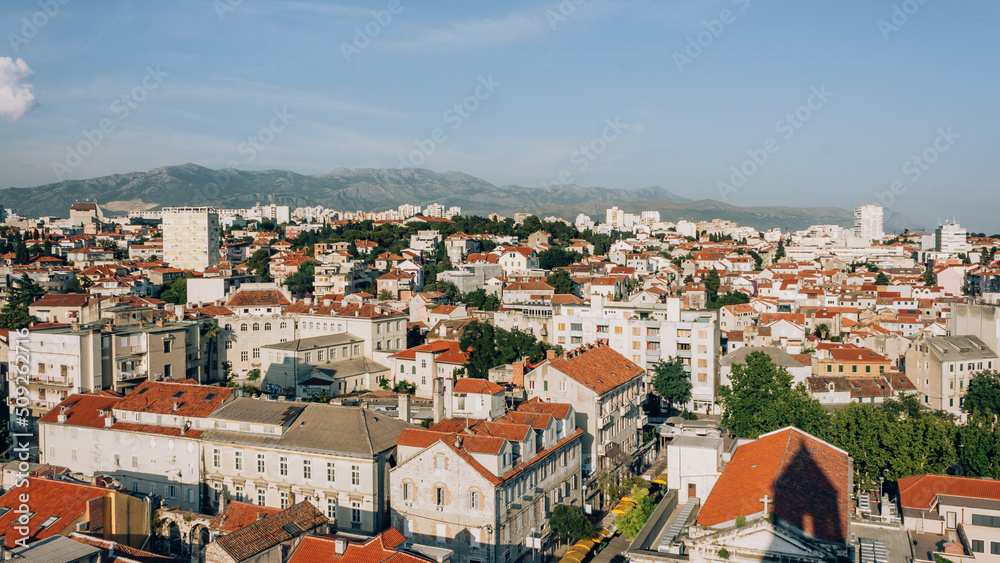 Landscape photography of the city of Split Croatia seen from above