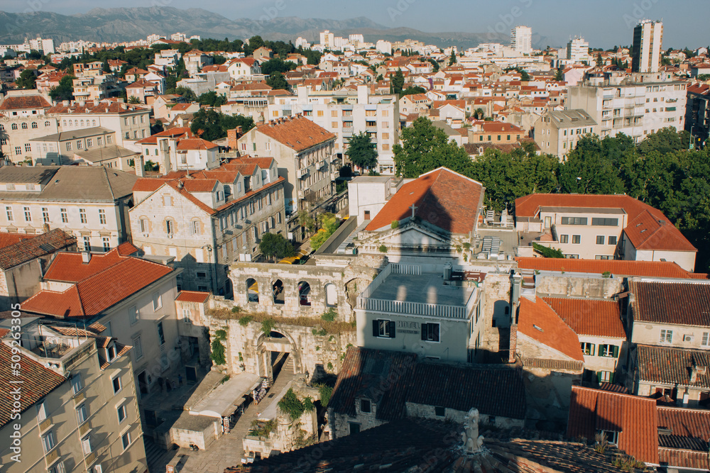 Landscape photography of the city of Split Croatia seen from above