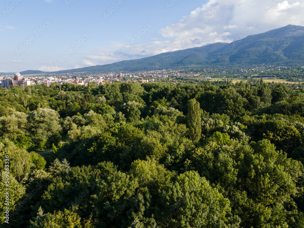 Fototapeta premium Aerial view of South Park in city of Sofia, Bulgaria
