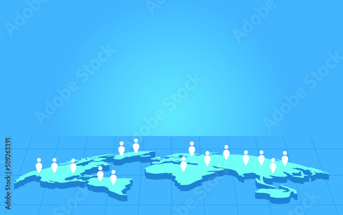 Abstract people icon on the map with blue background. World Population day concept. Vector Illustration.