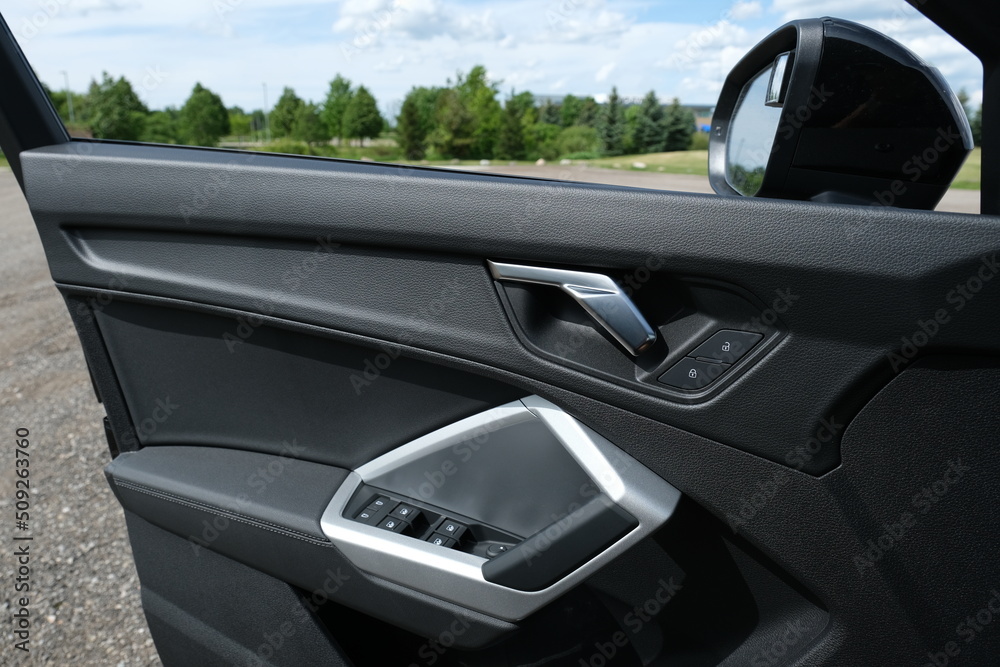 Car door panel. Car door trim interior. Modern car doors.