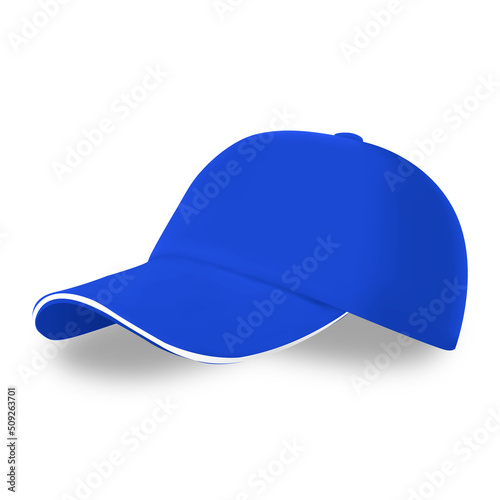Blue cap Mockup, realistic style. Vector illustration.
