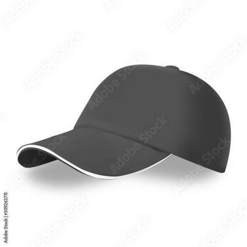 Black cap Mockup, realistic style. Vector illustration.
