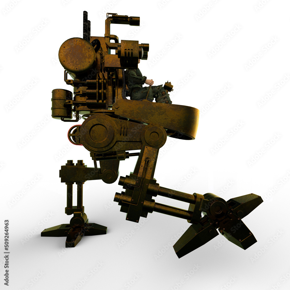 3D-illustration of a mechanic robot walker 3D-illustration of a mechanic robot walker