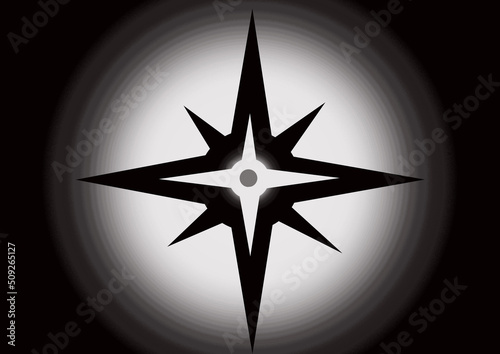 Compass background with black white gray circle gradient