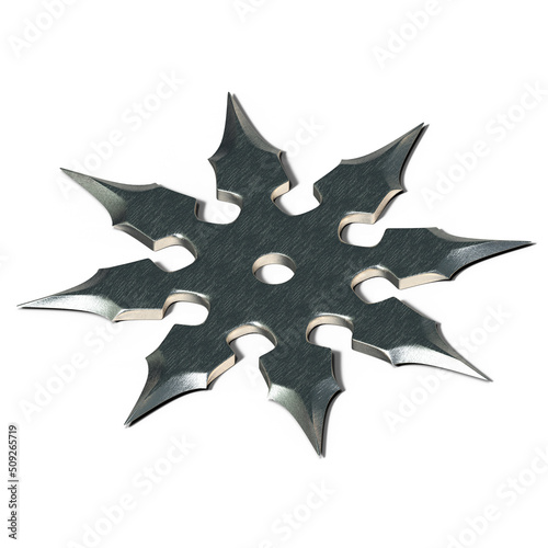 3D-Illustration of an Isolated shuriken weapon