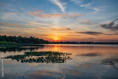 sunset over the lake