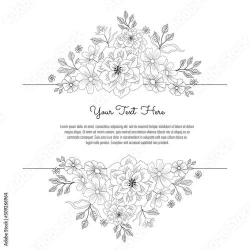 Fototapeta Naklejka Na Ścianę i Meble -  Line Art Floral Wedding and Greeting card