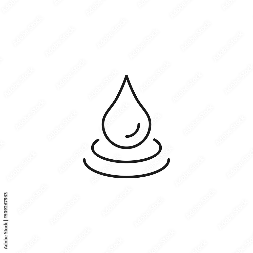 Fototapeta premium Ecology, nature, eco-friendly concept. Outline symbol drawn with black thin line. Suitable for adverts, packages, stores, web sites. Vector line icon of drop of water