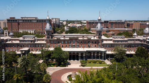 Drone view over Plant Hall at the University of Tampa.