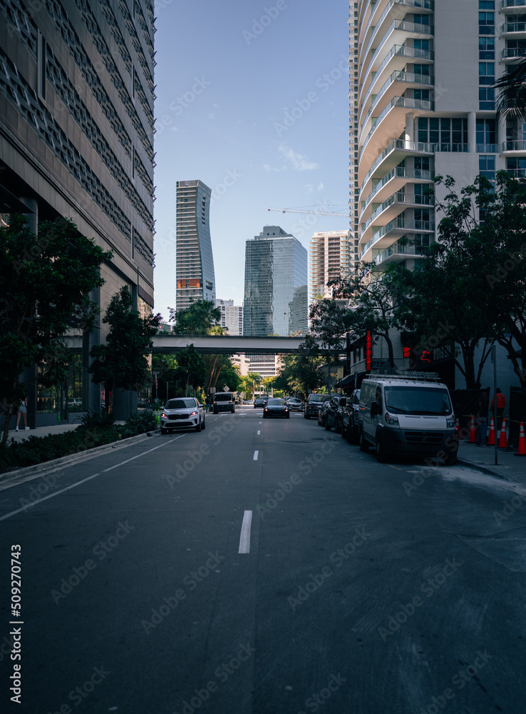 city skyline Brickell miami street city skyline Brickell miami street